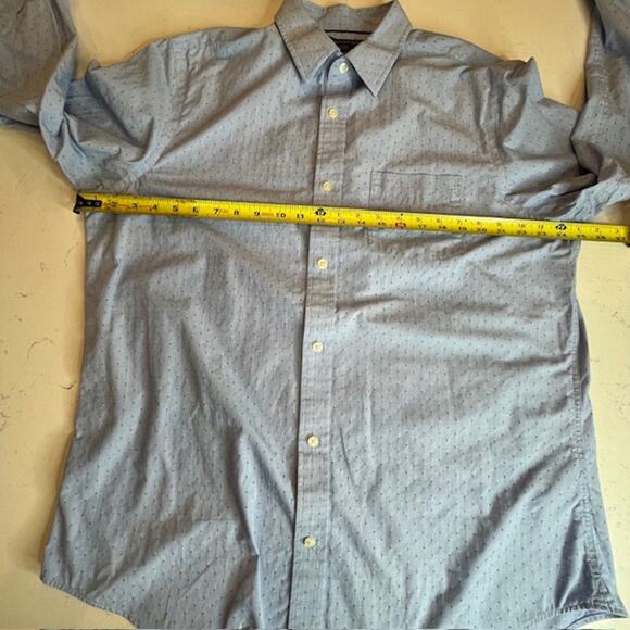 Banana Republic Men's Non-Iron Slim Fit Rivera Blue Dot Long Sleeve Shirt - Picture 11 of 13